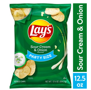 Lay's Sour Cream & Onion Flavored Potato Chips, Party Size, 12.5 oz Bag