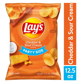 Lay's Cheddar & Sour Cream Flavored Potato Chips, Party Size, 12.5 oz Bag