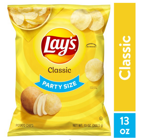Lay's Classic Potato Chips, Party Size, 13 oz Bag
