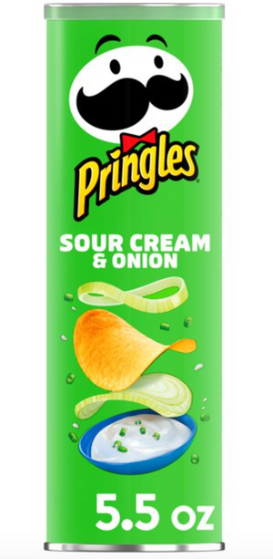 Pringles Potato Crisps Chips, Sour Cream and Onion, 5.5oz Can