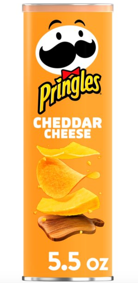 Pringles Potato Crisps Chips, Cheddar Cheese, 5.5oz Can