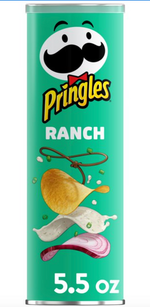 Pringles Potato Crisps Chips, Ranch, 5.5oz Can