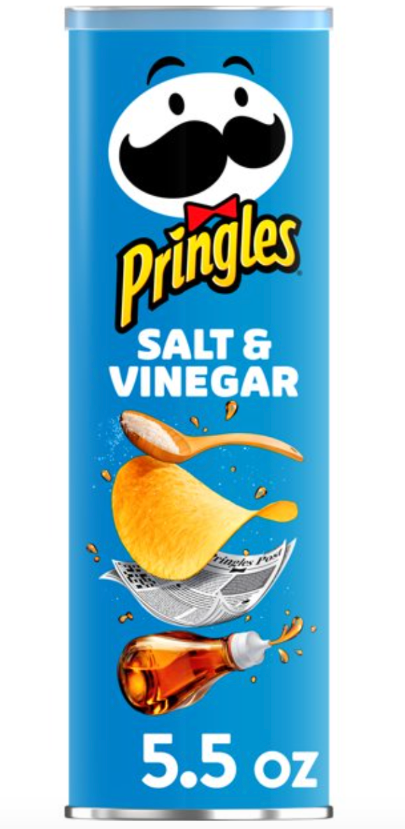 Pringles Potato Crisps Chips, Salt and Vinegar, 5.5oz Can
