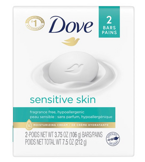 Dove Beauty Bar More Moisturizing Than Bar Soap Sensitive Skin 3.75 oz, 2 Bars