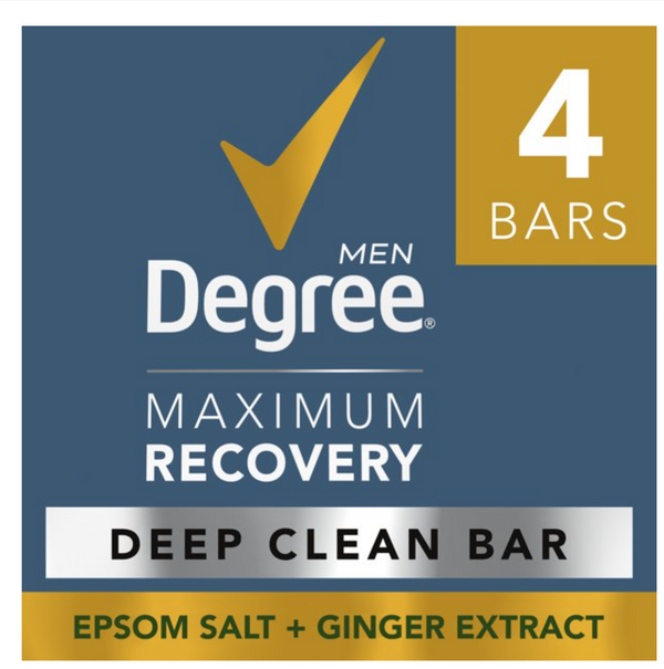 Degree Men Maximum Recovery Deep Clean Soap Bar Ginger Extract, 3.75 Oz., 4 Bars
