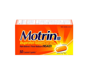 Motrin IB, Ibuprofen 200mg Tablets for Pain & Fever Relief, 50 ct